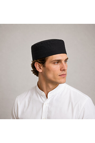 koçaktoptan 100% Cotton Black Stitched Skullcap Pack of 12
