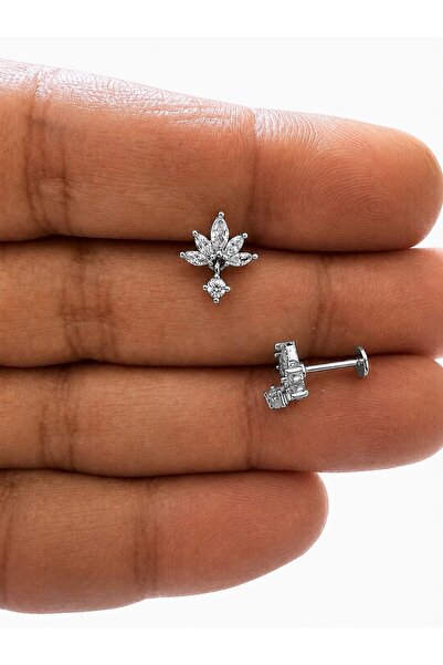 Arescollection 1 ADET ZİRKON TAŞLI HELİX TRAGUS LOBE UYUMLU PİERCİNG