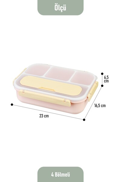 GENC DIJITAL BASKI Lunch Box with Spoon and Fork, 4-Compartment Food Containe...