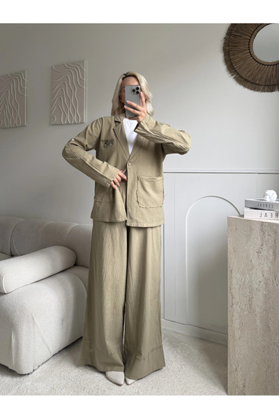 SUMEF Haki hale organic 100% cotton fabric jacket set