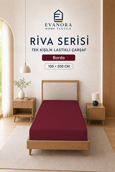 evonora Burgundy Single Elastic Fitted Sheet 100 X 200 cm – Full Fit, Soft an...