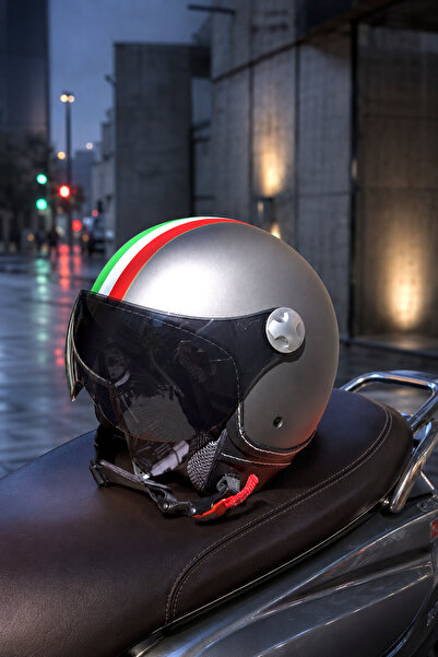 yyk Yarım Açık Siyah Vizör Motosiklet Scooter Kask
