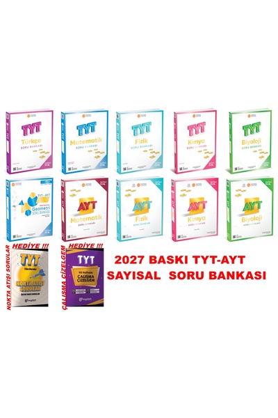Üç Dört Beş Yayıncılık 2027 BASKI TYT-AYT SAYISAL ÇÖZÜMLÜ SORU BANKASI MEGA SET