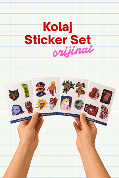 ArtDropsco Kolaj Sticker Seti, Retro ve Pop Art Laptop Defter Telefon Etiketi