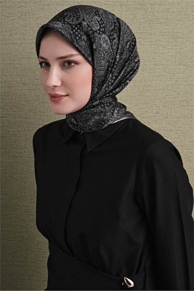 Armine وشاح حريري 2027 شتاء - 9631-83 أسود سورا