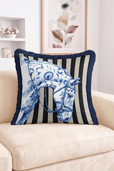 Realhomes Ceramic Style Horse Head Figured Vertical Striped Retro Vintage Fri...