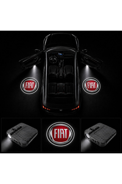 Oto Çizgi Fiat Kapı Altı Logo Projektör Led Işığı 2'li Set Pilli Kablosuz Kap...
