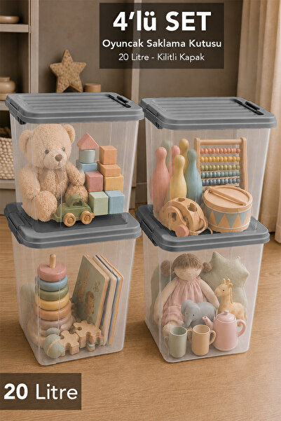Meleni Baby 4-Piece Deep Toy Organizer - Baby Room Organizer with Locking Lid...