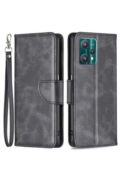 OEM Θήκη Πορτοφόλι με Βάση (Δερμάτινη Υφή) για Realme 9 Pro / V25 - Μαύρο