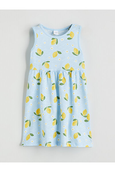 LC Waikiki Blue Crew Neck Girls' Dress
