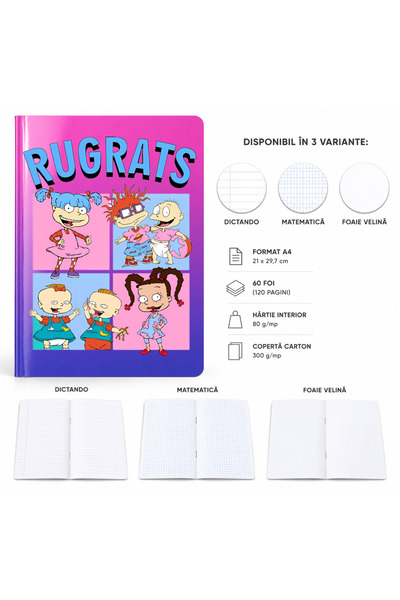 Ingift Caiet A4 Personalizat Rugrats – 60 Foi, Dictando