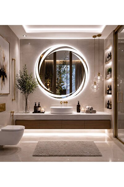 eagle mirror Aura Loop Dekoratif LED’li Banyo Aynası Yuvarlak Dokunmatik Sens...