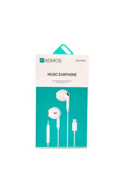 ADMOS سماعة أذن سلكية بيضاء من ماركة طراز ADHF894 بمنفذ Type-C
