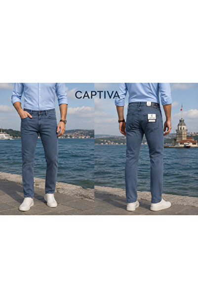 captiva بنطلون من قماش الدنيم القطني الليكرا بقصة كلاسيكية وجودة عالية