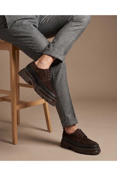 TETRİ Keep for Model Genuine Leather Handmade Brown Suede Leather Casual Shoes