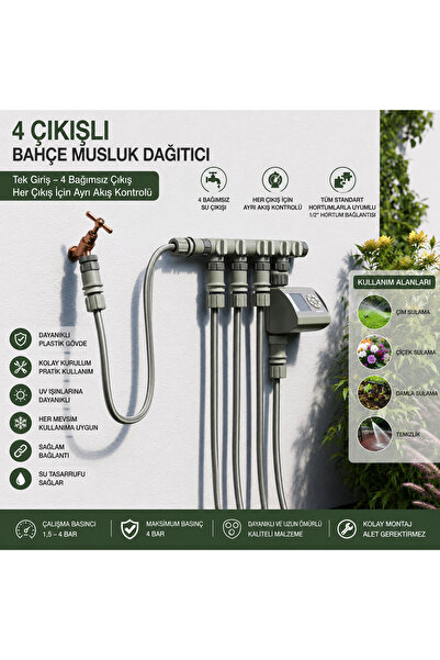 Altınkayaticaret 4 Outlet Faucet Distributor Independent Valve Hose Multiplie...