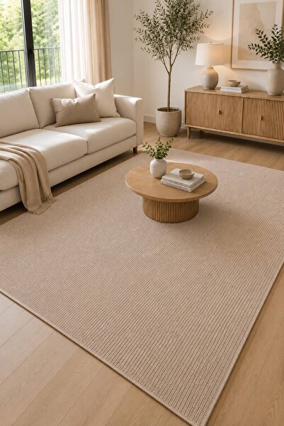 Oriente Home Velora Bej Hasır Dokuma Jüt Kaymaz Taban Sisal Kilim Yıkanabilir...
