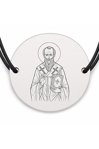 Simoshop Brățară argint 925 cu bănuț Sfântul Vasile cel Mare, șnur negru regl...