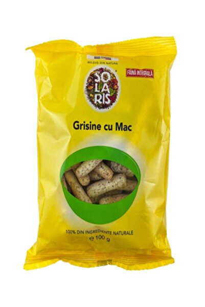 SOLARIS Grișine cu făină integrală și mac, 100 g – Gustare crocantă, de post,...