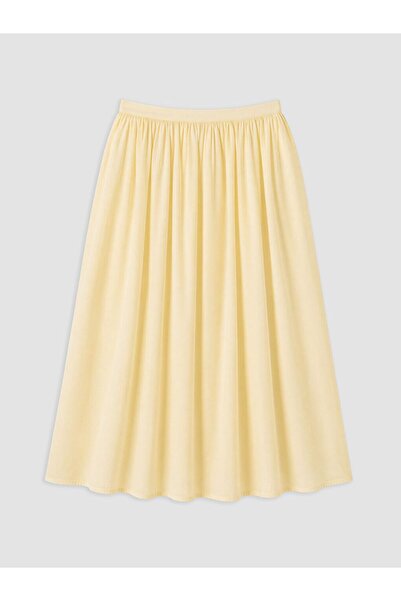 LC Waikiki Lcw modest yellow elastic waist flared skirt