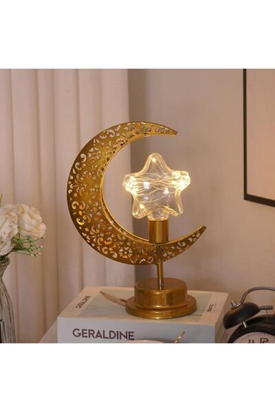 GENERAL Ramadan Eid Crafts Night Light,Gold Ramadan Moon Led Lamp Decoration,...