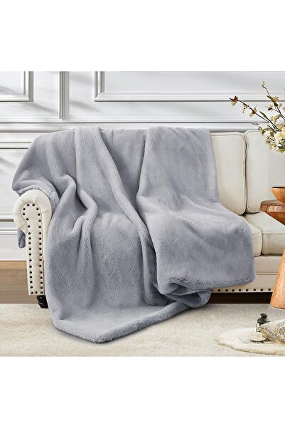 OEM Pătură din fleece polar, pufoasă, moale, călduroasă, gri, 100 x 160 cm