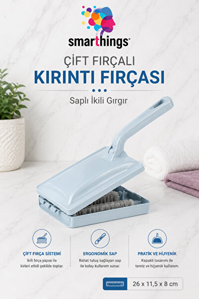 Çift Fırçalı Kırıntı Toplama Fırçası Saplı Manuel Gırgır Halı ve Koltuk Temizleyici