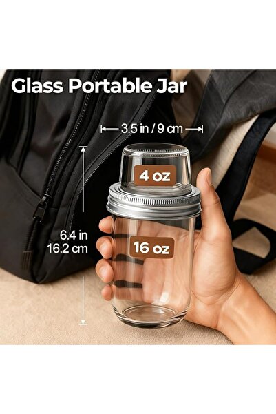 GENERAL Mason Jars Set of 4 Wide Mouth with Airtight Lids, Glass Jars for Ove...