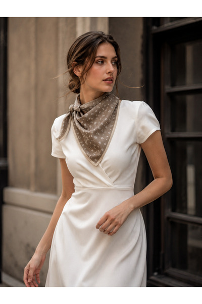 Luminos Butik Eșarfă din bumbac cu model Micro șal din nurcă pentru femei FLR...