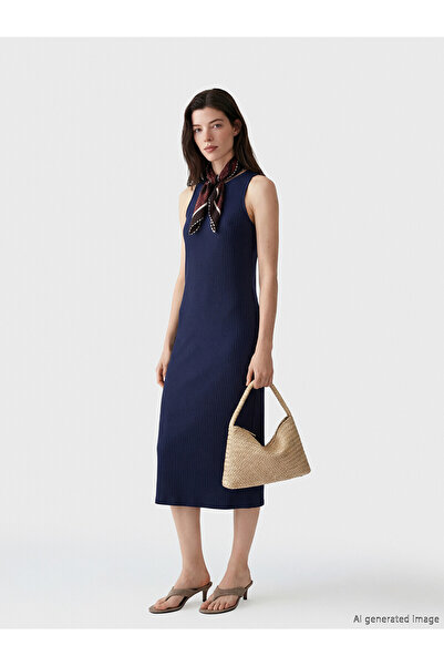 LC Waikiki Original Oval Neck Slit Bodycon Dress
