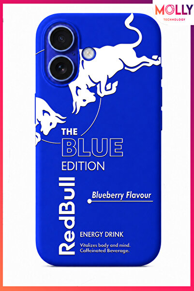 Molly iPhone 16 İçin Saks Mavisi Redbull The Blue Edition Desenli İçi Kadife ...