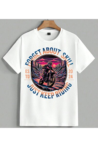 ELFERA Motorcycle Sport Cetin Yaris Printed Unisex Oversize T-Shirt White