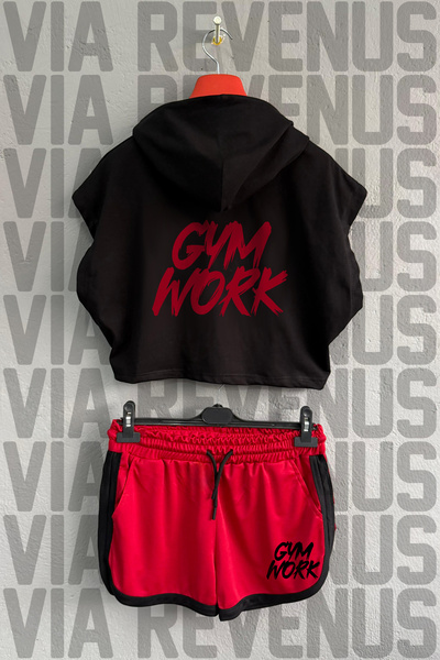 Vordevia Gym Work Printed 100% Cotton Hooded Zero Sleeve Crop and Custom Jers...