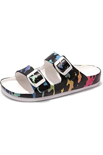 FUNKYMONKEY Women's Comfort Slides Double Buckle Adjustable EVA Flat Sandals ...