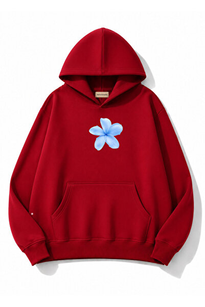 herkesemoda Hanorac cu glugă cu imprimeu floral, cu 2 fire, tip rasvanit