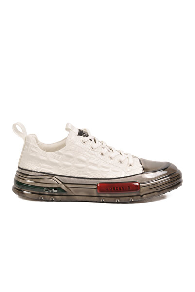 Voyager Men's White Crocodile Patterned Genuine Leather Casual Shoes Sneaker