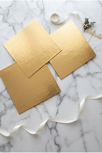 CREAPACK Gold Mendil, Pasta Altlığı, 24x24 cm Kare, 5 Adet Pasta Altı