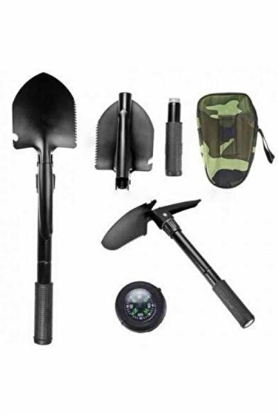 teknodayım Foldable Digging Shovel Camping Set with Compass Camping Shovel wi...