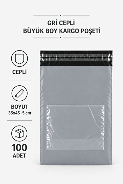 Mestore Gray Large Size Cargo Bag with Pockets 35X45+5 cm 100 Pieces