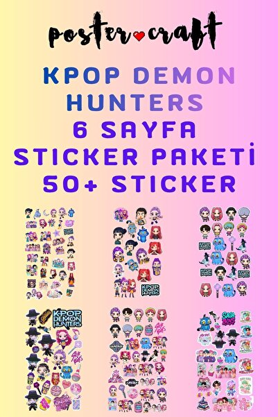 postercraft KPOP Demon Hunters Konseptli 6'lı Dekoratif Sticker ve Etiket Set...