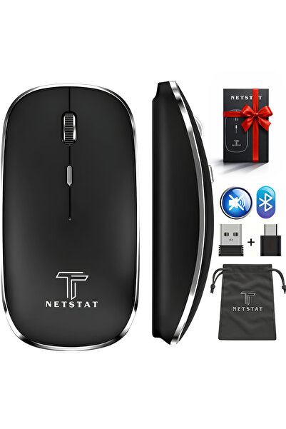NETSTAT Mouse Wireless NETSTAT®, Click Silentios, Multi-Device 3 Conexiuni, B...