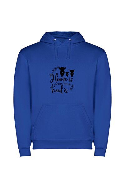 iLovePrints Herded Home in Monochrome Φούτερ με κουκούλα σε χρώμα Μπλε