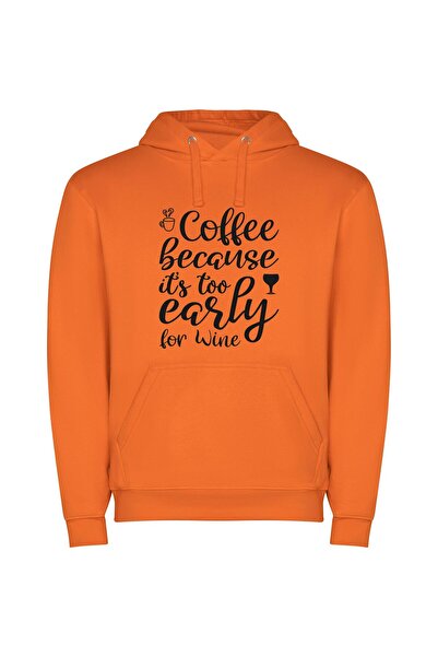 iLovePrints Coffee, Wine, and More Φούτερ με κουκούλα σε χρώμα Πορτοκαλί