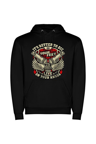 iLovePrints Defiant Freedom: Detailed Militia Φούτερ με κουκούλα σε χρώμα Μαύρο