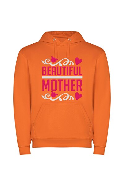iLovePrints Radiant White-Background Mother Φούτερ με κουκούλα σε χρώμα Πορτο...
