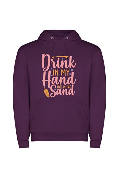 iLovePrints Sandy Blissful Sips Φούτερ με κουκούλα σε χρώμα Μωβ