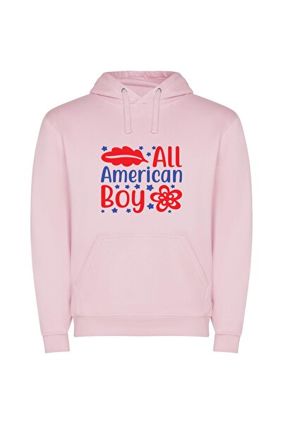iLovePrints Patriotic Boy Collection Φούτερ με κουκούλα σε χρώμα Ροζ