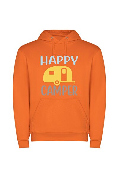 iLovePrints Cheerful Camper Mobile Φούτερ με κουκούλα σε χρώμα Πορτοκαλί