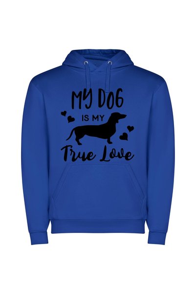 iLovePrints True Dachshund Love Φούτερ με κουκούλα σε χρώμα Μπλε