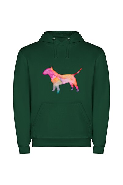 iLovePrints Colorful Canine Art Φούτερ με κουκούλα σε χρώμα Πράσινο